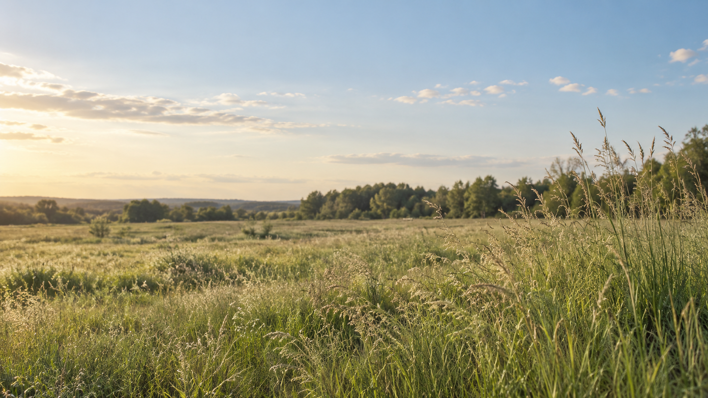 An open meadow in soft light, a nature illustration